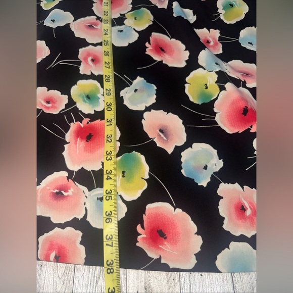 Lauren Ralph Lauren Sz 14 Mini Dress Tunic Black Floral V Neck Side Pockets - Picture 3 of 11